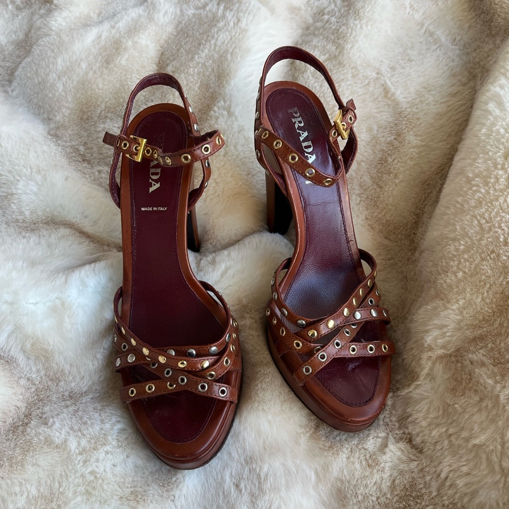 Prada Calzature Donna Brown Leather Heels - Picture 11 of 13